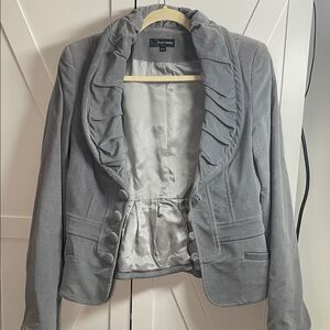Alvin Valley Gray Ruffle Collar Blazer